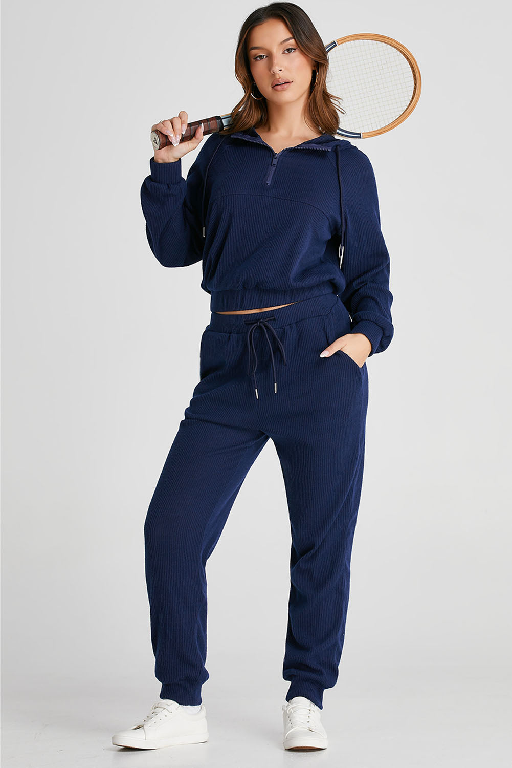 Millennium Drawstring Half Zip Hoodie and Joggers Active Set