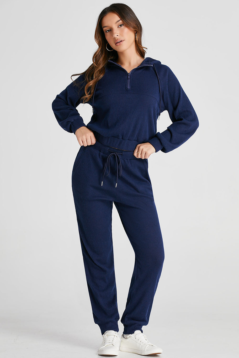 Millennium Drawstring Half Zip Hoodie and Joggers Active Set